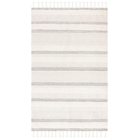 Safavieh 3 x 5 ft. Kenya 959A Tassel Hand Loomed Rectangle Area Rug Ivory & Grey KNY959A-3